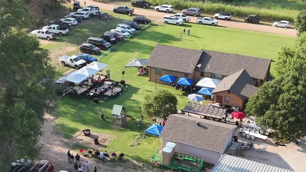 Venue South x Sharon Music Festival in Sharon, in south-central Kansas, aerial view of grounds and performers