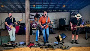 Retrospective and Aaron Traffas Band performing at Stewart's Barn Party in Kiowa, in south-central Kansas
