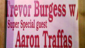 Flyer for Trevor Burgess with Aaron Traffas at Venue Grumps in Granbury, in east-central Texas