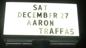 Flyer for Aaron Traffas at Big Dogg's Sports Bar in Junction City, in northeast Kansas