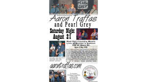 Flyer for Aaron Traffas and Pearl Grey at Buster's Saloon in Sun City, in south-central Kansas