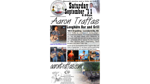 Flyer for Aaron Traffas at Longhorn Bar and Grill in Leonardville, in northeast Kansas