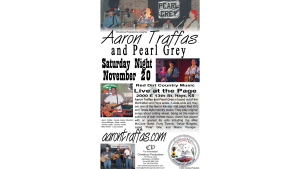 Flyer for Aaron Traffas and Pearl Grey at The Page in Hays, in central Kansas