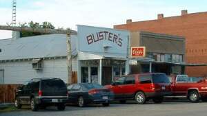 Flyer for Aaron Traffas at Buster's Saloon in Sun City, in south-central Kansas