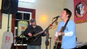 Aaron Traffas and Anthony Farrar performing at Buster's Saloon in Sun City, in south-central Kansas