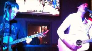 Aaron Traffas and Lucas Maddy performing at Pat's Blue Rib'N in Manhattan, in northeast Kansas