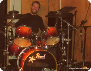 Aaron Traffas Band drummer performing at Bobby T's Bar and Grill in Manhattan, in northeast Kansas