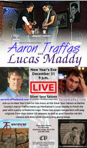 Flyer for Aaron Traffas and Lucas Maddy at Silver Spur Saloon in Medicine Lodge, in south-central Kansas
