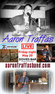 Flyer for Aaron Traffas at Dovies Bar in Kiowa, in south-central Kansas