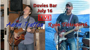 Flyer for Aaron Traffas and Ryan Tittsworth at Dovies Bar in Kiowa, in south-central Kansas