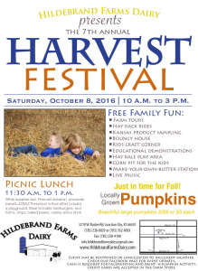 Flyer for Harvest Festival at Hildebrand Farms Dairy in Junction City, in northeast Kansas