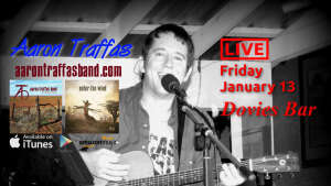 Flyer for Aaron Traffas at Dovie's Bar in Kiowa, in south-central Kansas