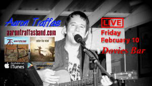 Flyer for Aaron Traffas at Dovie's Bar in Kiowa, in south-central Kansas