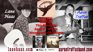 Flyer for Lane Haas and Aaron Traffas at Longshots Bar and Grill in Woodward, in north-central Oklahoma