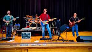 Aaron Traffas Band performing at Open Range Gravel Race Music Festival in Pratt, in south-central Kansas