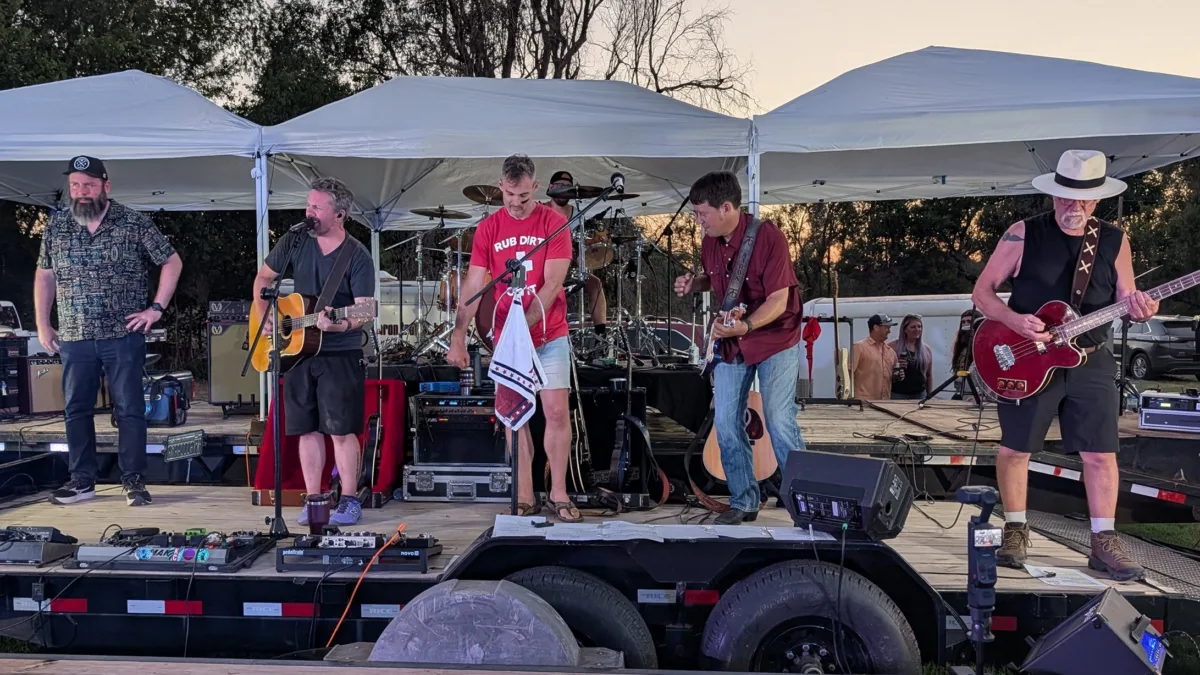 Aaron Traffas Band performing at Venue South x Sharon Music Festival in Sharon, in south-central Kansas