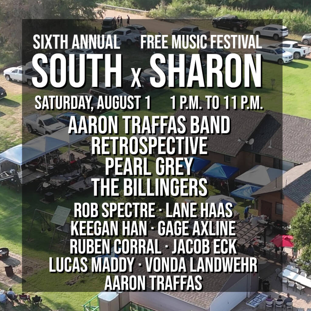 Flyer for South x Sharon Music Festival at South x Sharon in Sharon, in south-central Kansas