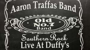 Flyer for Aaron Traffas Band at Duffy's in Lawrence, in east-central Kansas