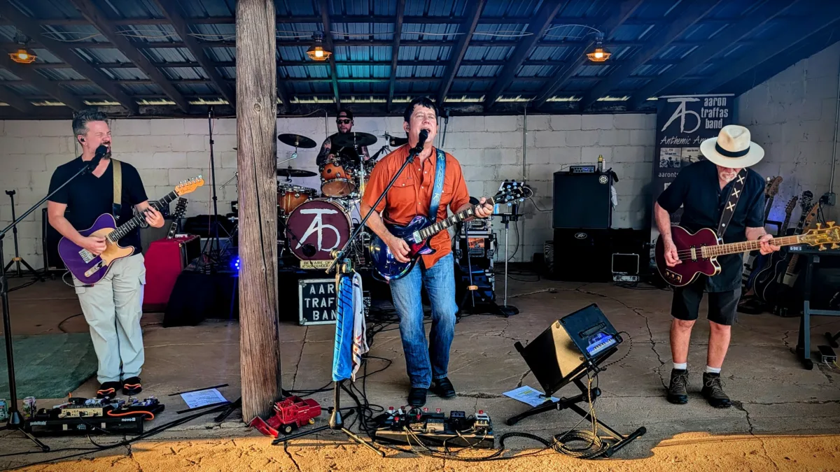 Retrospective and Aaron Traffas Band performing at Stewart's Barn Party in Kiowa, in south-central Kansas