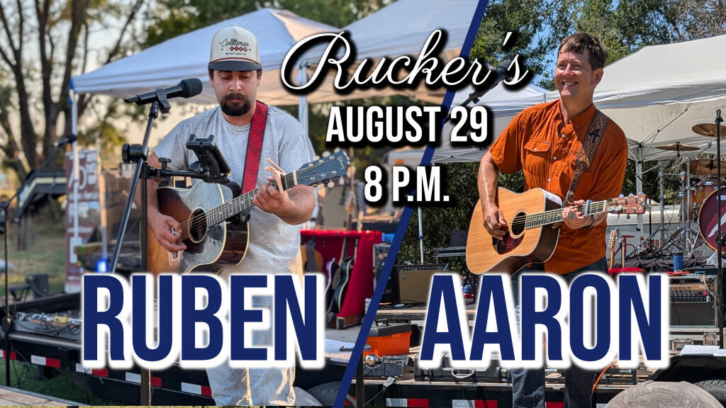 Flyer for Ruben Corral and Aaron Traffas at Rucker's in Sharon, in south-central Kansas