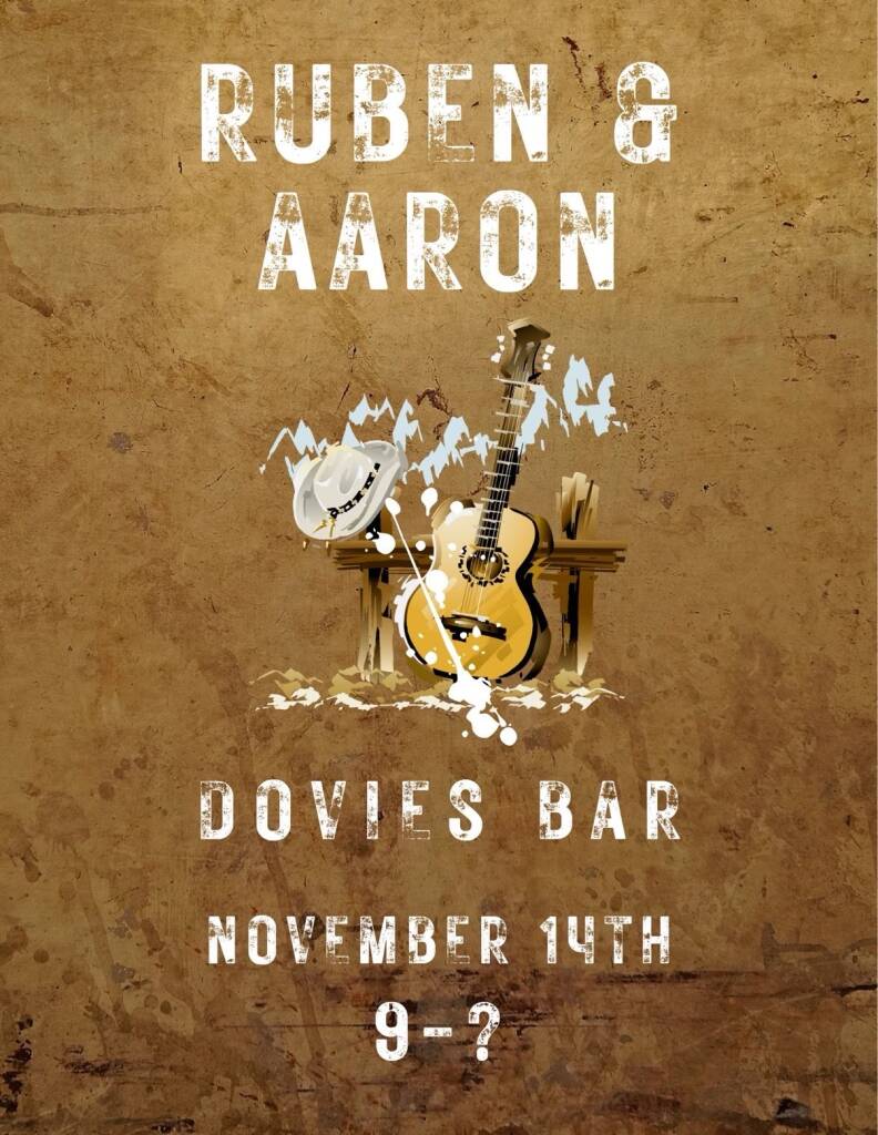 Flyer for Ruben Corral and Aaron Traffas at Dovie's Bar in Kiowa, in south-central Kansas
